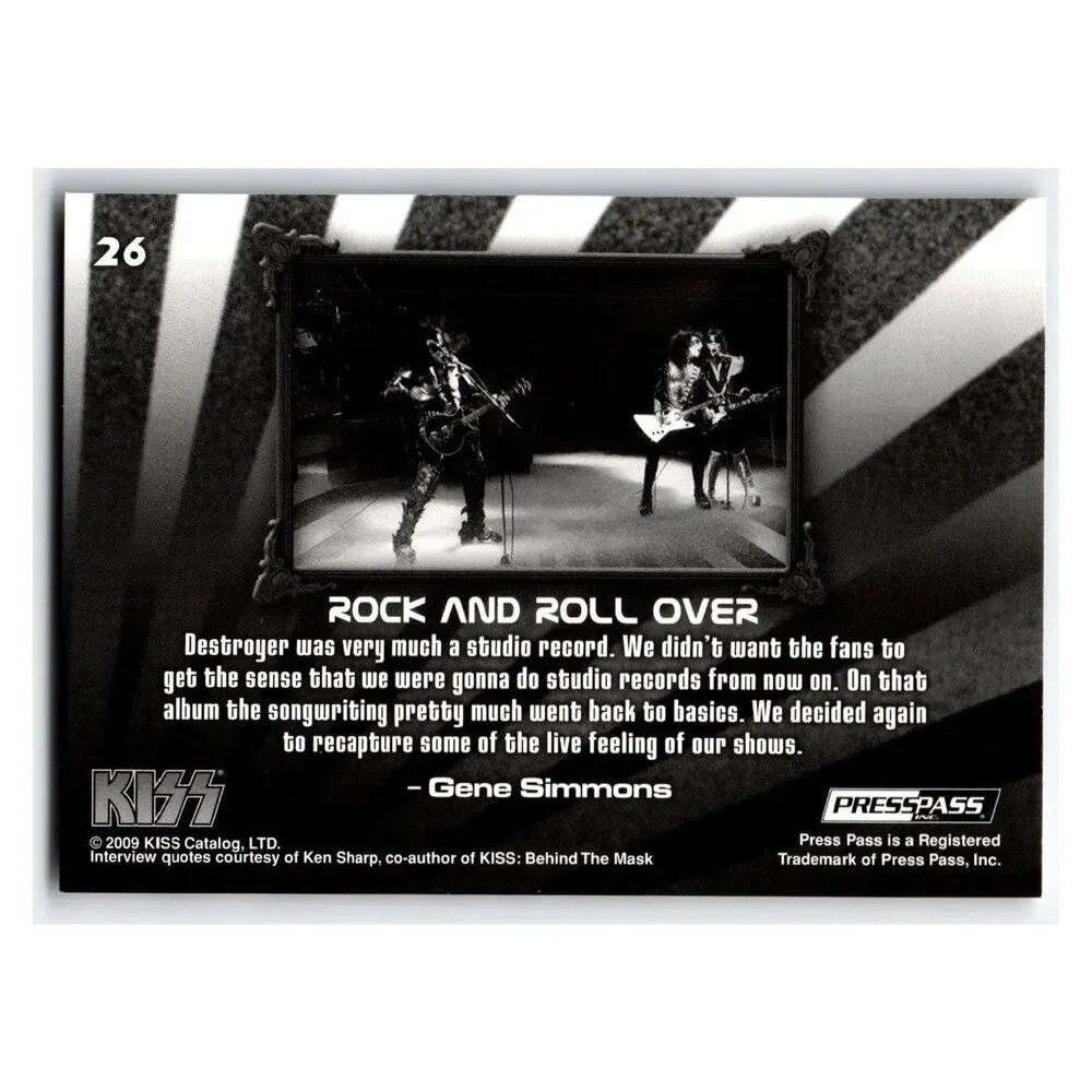 KISS Rock and Roll Over 2009 Press Pass #26 Music Card
